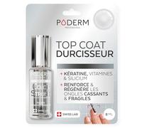 PODERM Vernis Durcisseur Ongles - Biotine, Silicium, Kératine | Répare & Fortifie les Ongles Abîmés, Fragilisés, Cassants par Vernis Semi-permanent & Vieillissement | Swiss Made - Top Coat