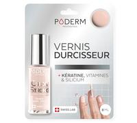 PODERM Vernis Durcisseur Ongles - Biotine, Silicium, Kératine | Répare & Fortifie les Ongles Abîmés, Fragilisés, Cassants par Vernis Semi-permanent & Vieillissement | Swiss Made - Rose Poudré