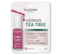 PODERM Vernis Mycose à Ongles - Swiss Made | Couleur Framboise - 8ML | Antifongique au Tea Tree, Silicium & Biotine | Renforce, Répare & Camoufle les Ongles Jaunes et Abîmés | Créé par une Podologue