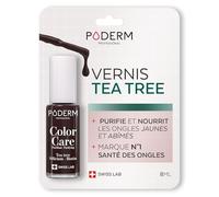PODERM Vernis Mycose à Ongles - Swiss Made | Couleur Rouge Noir - 8ML | Antifongique au Tea Tree, Silicium & Biotine | Renforce, Répare & Camoufle les Ongles Jaunes et Abîmés | Créé par une Podologue