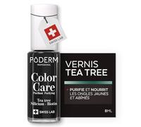 PODERM Vernis Soin au Tea Tree - Black | Swiss Lab - 8ML | Enrichis en Tea Tree, Silicium & Biotine | Purifie, Clarifie & Nourrit les Ongles Jaunes | Créé par une Podologue
