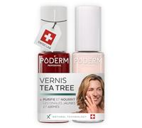 PODERM MYCOSE ONGLES | 2 Vernis TEA TREE | Rouge Allure & Rose Poudrée | Prévention & Traitement des Ongles Jaunes/Abîmés par MYCOSE | SOIGNE & COLORE | Soin professionnel pied/main | Swiss Made