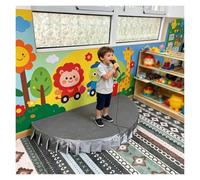 podium 100/120 cm Plateforme en demi-lune, Estrade portable avec jupe, Surface antidérapante recouverte de moquette Idéale pour les spectacles en maternelle(S)