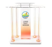 Podium Acrylique, 118.5cm pupitre acrylique transparent avec des roues, croix pupitre clair avec plate-forme de lecture verticale pour les églises, concerts, discours, mariages (1, Personnalisé A)