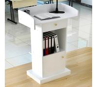 Podium autonome en bois massif blanc avec support de microphone, lutrin d'église en acrylique et bois pour prise de parole en public, événements, présentations et sermons