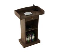 Podium de conférence en bois avec tiroirs - Support de présentation pour auditoriums et grandes salles d'exposition - Taille standard - Couleur chêne - Idéal pour les événements professionnels