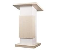 Podium de haut-parleur portable avec roulettes, plateforme en bois amovible, dessus incliné, roulettes verrouillables, design de rangement ouvert, idéal pour présentations et événements