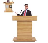 Podium d'église en bois naturel, pupitre à 3 niveaux avec tiroirs pour salle de classe et salle de conférence, pupitre de parole, 80 x 50,8 cm - Lutrin en bois durable pour événements