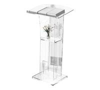 Podium en Acrylique Transparent avec étagère de Rangement, Table de lutrins pour Salon, pupitre de conférence pour église, conférence, Mariage, Salle de Classe,Clear,47 in