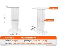 Podium en acrylique transparent, espace de rangement intégré, construction durable, blanc