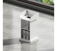 Podium en bois avec 2 niveaux de rangement, base lourde lutrin pour mariages, églises et discours de salle de classe - Plate-forme de lecture jaune et blanc