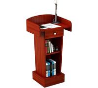 Podium en bois avec étagères et tiroirs, support de haut-parleur, idéal pour salle de classe, église et prise de parole en public, plate-forme de présentation, rouge-60