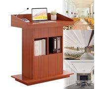 Podium en bois avec tiroirs - Lutrin en teck pour églises, salles de classe et conférences, 100,1 x 50,8 cm - Rangement à trois couches, idéal pour les discours et les présentations