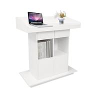 Podium en bois blanc avec clôture de protection à 3 côtés - Lutrin idéal pour les églises, les salles de t les salles de réunion - Support de parole de 100,1 x 50,8 cm