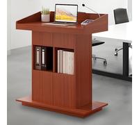 Podium en bois de teck pour salle de classe et église - Lutrin réglable en hauteur avec 3 niveaux de rangement et cloisons améliorées de 100,1 cm de haut, idéal pour les présentations et les discours