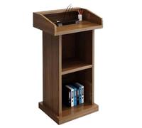 Podium en bois léger pour ordinateur portable - Lutrin moderne avec 2 étagères de rangement ouvertes - Bureau de réception polyvalent pour présentations, réunions, événements, utilisation à la maison