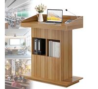 Podium en bois massif - Lutrin double couche pour salle de classe et église, chaire durable avec base stable, idéal pour les discours et les présentations (100,1 x 50,8 cm, couleur bois d'origine)