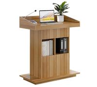 Podium en bois pour enseignants et églises - Lutrin debout au sol avec trous de fil et rangement en noyer clair 79,8 x 50 x 111,8 cm - Pupitre de présentation professionnelle