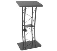 Podium en métal noir avec porte-gobelet - Lutrin durable pour églises, hôtels et salles de conférence - Idéal pour discours et conférences