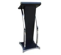 Podium en métal pour bureau et église - Lutrin inclinable réglable, 47 x 47 x 110 cm - Chaire de conférence et d'école (noir)