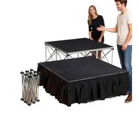 podium Ensemble de 2 plates-formes de scène pliantes et portables avec tissu d'habillage, plateforme modulaire 3x3' 4x4 à assembler pour chanteurs(LxW 4x4ft/1.2x1.2m,H 15.7in/40cm)