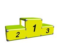 Podium gagnant Moveandstic - Piédestal de course pour enfants - Inclus tubes, raccords, plaques et instructions de montage - Vert Pomme-jaune - 125 x 45 x 45 cm