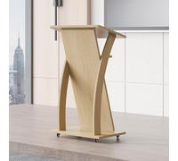 Podium inclinable à roulettes Podium Mobile en Bois avec Espace de Rangement Table Mobile Robuste for salles de lises, Bureaux, conférences(Beige)