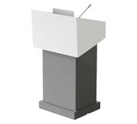Podium incurvé en métal avec étagères de rangement et tiroirs - Lutrin de conférence pour églises, événements et discours - Grand support de présentation pour usage professionnel