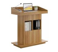 Podium incurvé en métal pour conférences, lutrin en bois avec 2 tiroirs et armoire, hauteur 80 cm, support de présentation, durable et élégant pour événements, prise de parole en public et conférences