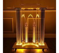 Podium LED en acrylique avec roulettes - Pupitre d'église portable transparent pour mariages, salles de classe et événements - Support de haut-parleur polyvalent avec éclairage