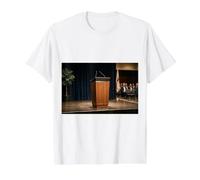 Podium Lutrin Discours Conférence Débat Chaire Oratoire T-Shirt Graphique avec Valeur, Homme, Blanc, S