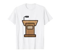 Podium Lutrin Discours Conférence Débat Chaire Oratoire T-Shirt Graphique avec Valeur, Homme, Blanc, S