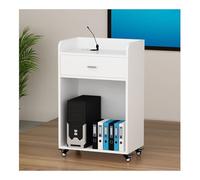 Podium mobile avec roulettes et tiroirs - Lutrin multifonction pour églises, salles de classe, conférences, mariages - Comptoir de réception autonome (blanc)