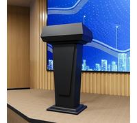 Podium moderne en bois pour présentations d'église, lutrin professionnel avec double étagère et table de lecture, design noir pour une meilleure visibilité et fonction