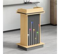 Podium multifonction en bois avec LED et rangement - Base lourde pour églises, salles de classe, mariages, concerts, discours, vente au détail (couleur bûche 2)