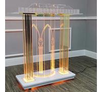 Podium portable à LED en acrylique avec roues - Design transparent - Surface spacieuse pour événements et présentations à l'église - Lutrin roulant pour une mobilité facile