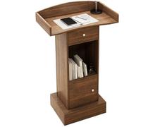 Podium portable avec étagère de rangement et tiroir, lutrin en bois pour réunions, discours et conférences, idéal pour pupitre d'église et bureau de réception (finition chêne)
