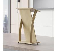 Podium portable avec roulettes, lutrin de 104 cm pour églises, écoles et bureaux, support en bois avec plate-forme de lecture pour conférences et conférences