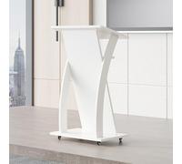 Podium portable de 104,1 cm avec roues - Lutrin en bois réglable pour églises, bureaux, écoles et conférences - Bureau debout mobile avec plate-forme de lecture (blanc)