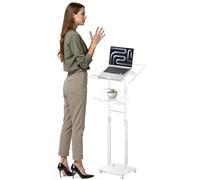 Podium portable en acrylique, 55,9 x 33 x 114,3 cm (L x l x H), podium roulant avec roues verrouillables, chaines à hauteur réglable avec étagère de rangement pour églises, salle de classe, mariages