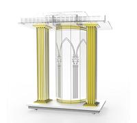 Podium portable en acrylique avec roues et lumières LED - Idéal pour les événements et réceptions à l'école - Support de haut-parleur élégant et durable pour parler en public