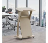 Podium portable en bois avec roulettes - Lutrin mobile pour église, salle de conférence, bureau de réception, idéal pour les discours et les présentations, hauteur réglable, facile à déplacer