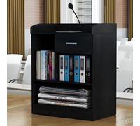 Podium portable en bois avec roulettes - Lutrin roulant pour église, discours de pasteur et événements - Hauteur réglable - Support de haut-parleur et bureau de réception - Design en bois durable