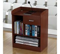 Podium portable en bois avec roulettes - Lutrin roulant pour église, discours de pasteur, support de microphone, bureau de haut-parleur sur pied, meuble de réception client