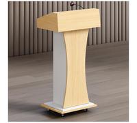 Podium portable en bois avec roulettes - Table de réception grise avec rangement réglable pour événements, présentations et prise de parole en public
