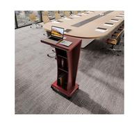 Podium portable en bois, modèle roulette rouge, structure robuste pour églises, salles de conférence, conférences et événements - Plateforme de parole mobile pour usage professionnel