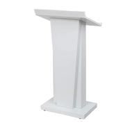 Podium portable en métal avec rangement ouvert - Bureau de réception moderne - Table de conférence debout simple - Support de haut-parleur réglable blanc pour événements et réunions