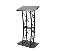 Podium portable incurvé noir pour présentations d'église, école et bureau, pupitre de table avec étagère, idéal pour les événements et les conférences en public