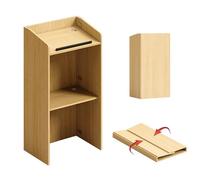 Podium portable pliable avec bureau incliné et butée de bord - Parfait pour les présentations, événements, église, remise de diplôme et public (blanc)