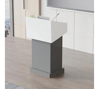 Podium portable réglable avec roues, lutrin de sol robuste pour salle de classe, église et discours, assemblage facile, 114,8 cm, jaune/gris, solution de présentation mobile